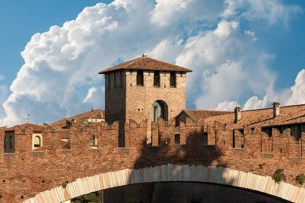 Részlet Ősi Híd Ponte Scaligero Közelében Castelvecchio Old Castle Verona — Stock Fotó