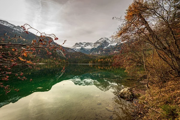 Tovelsee Lago Tovel Und Brentadolomiten Herbst Italienische Alpen Nationalpark Adamello — Stockfoto