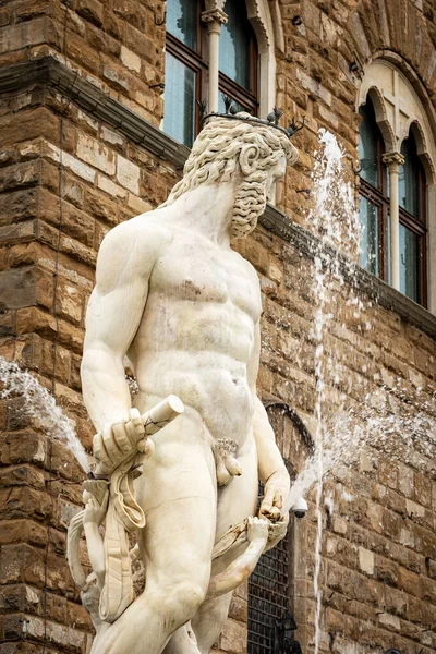 Marble Fountain of Neptune (Roman God) by Bartolomeo Ammannati, Piazza della Signoria, Florence, UNESCO world heritage site,Tuscany, Italy, Europe.