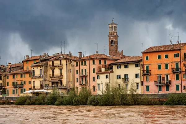 River Adige Flood Verona Downtown Several Violent Storms Background Lamberti — Stock Photo, Image