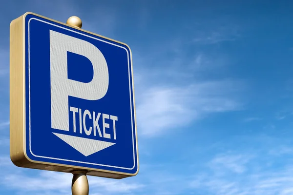 Closeup Modern Road Sign Parking Meter Letter Text Ticket Directional — Stock Photo, Image