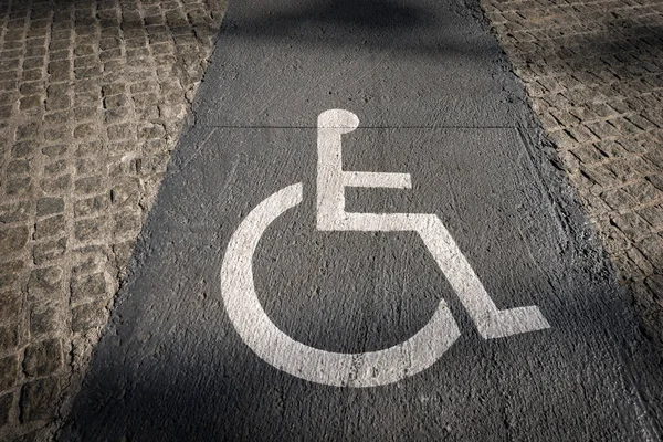 Close Lane Reserved Wheelchairs City Barcelona White Accessibility Persons Disabilities — 图库照片