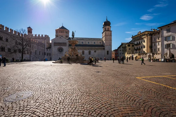 Trento Italy March 2020 Cathedral Square Trento Downtown Piazza Del — Stock Photo, Image