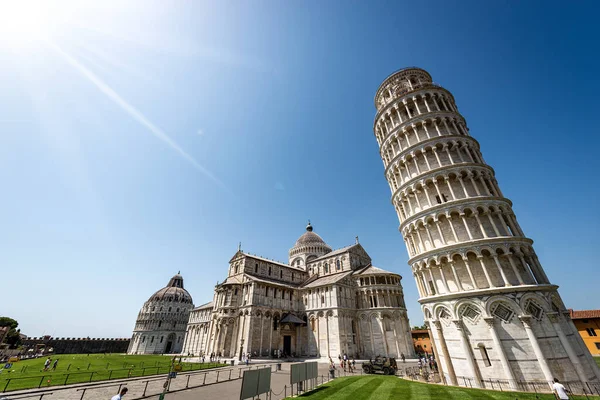 Pisa Piazza Dei Miracoli Csodák Tere Ferde Toronnyal Katedrálissal San — Stock Fotó