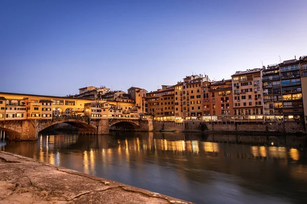 Medieval Ponte Vecchio Old Bridge River Arno Florence Downtown Unesco — Stock Photo, Image