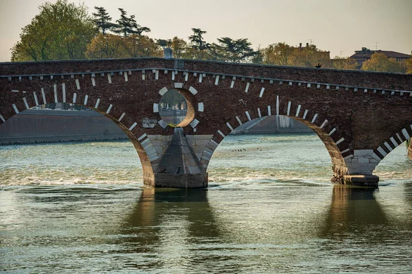 Ponte Pietra Ponte Pietra Secolo Monumento Romano Più Antico Verona — Foto Stock