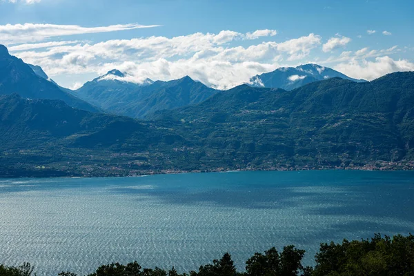 Lago Garda Vista Elevada Del Lago Garda Con Costa Lombardía — Foto de Stock