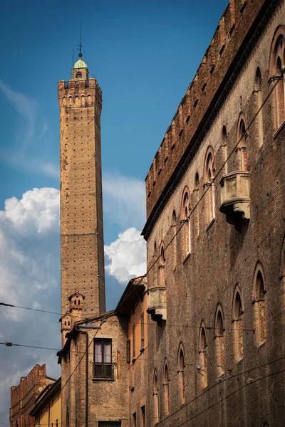 Torre Degli Asinelli Jeden Dwóch Średniowiecznych Wież Due Torri 1109 — Zdjęcie stockowe