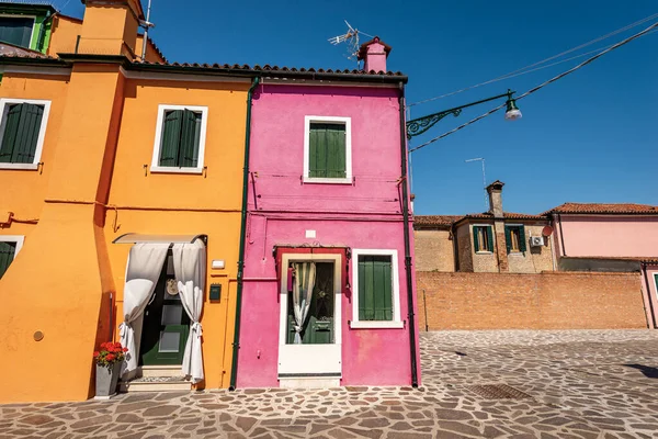 Anciennes Petites Maisons Multicolores Couleurs Vives Dans Île Burano Dans — Photo