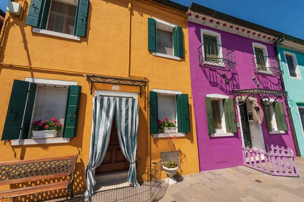 Old Small Beautiful Multi Colored Houses Bright Colors Burano Island — Stok fotoğraf