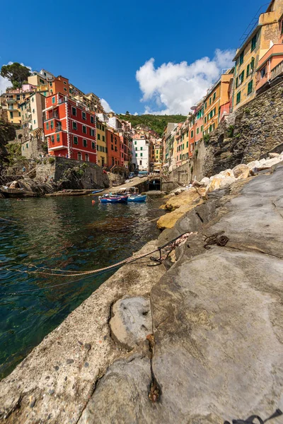 Відоме Село Riomaggiore Національний Парк Cinque Terre Лігурії Спеція Італія — стокове фото