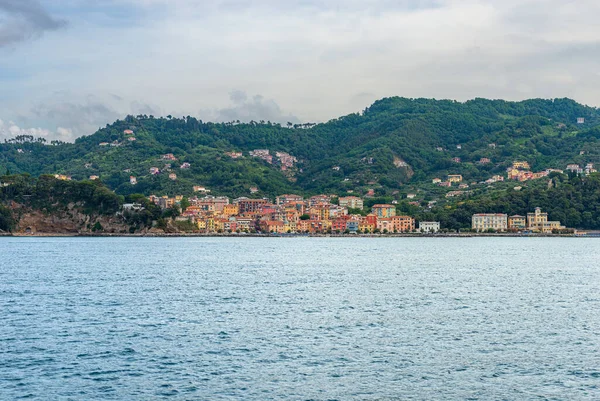 Das Kleine Dorf San Terenzo Vom Meer Aus Gesehen Golf — Stockfoto