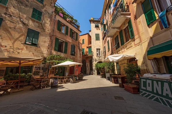Monterosso Mare Italien Juli 2021 Kleiner Platz Mit Restaurants Und — Stockfoto