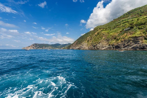 Costa Entre Los Pequeños Pueblos Vernazza Monterosso Mare Vista Desde — Foto de Stock