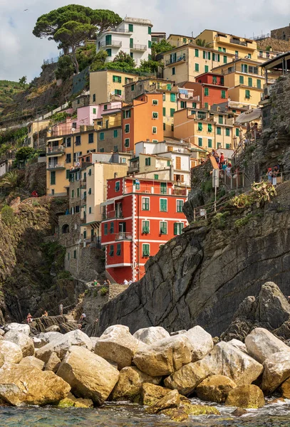 Berühmtes Dorf Riomaggiore Mit Seinen Bunten Häusern Nationalpark Cinque Terre — Stockfoto