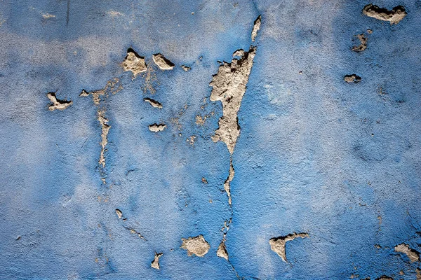 Mavi Boya Yıpranmış Bir Duvarı Soyuyor Burano Adasındaki Bir Evin — Stok fotoğraf