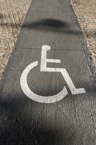 Handicap Sign on Paving - Barcelona Spain — Stock Photo, Image