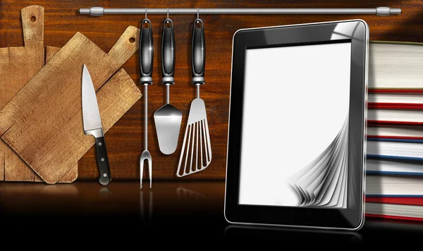 Tablet PC in de keuken — Stockfoto