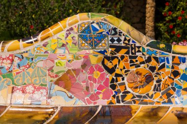 Ceramic Bench Park Guell - Barcelona Spain clipart