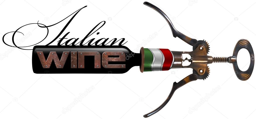 Italian Wine - Corkscrew and Bottle