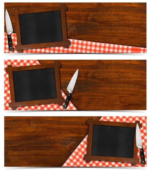 Conjunto de Banners de Cozinha com quadro negro — Fotografia de Stock
