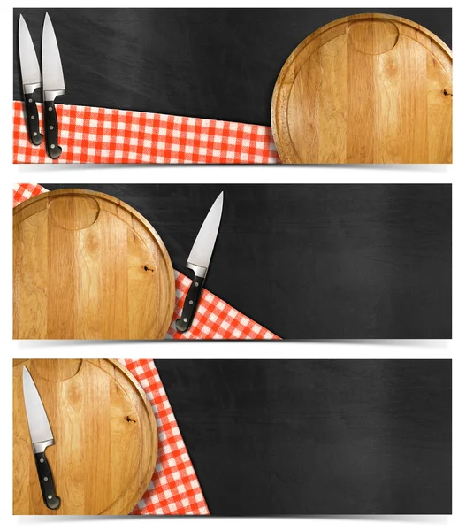 Set de Banners de Cocina con Pizarra — Foto de Stock