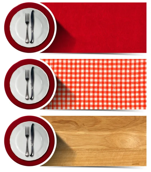 Set de Banners de Cocina con Placas —  Fotos de Stock