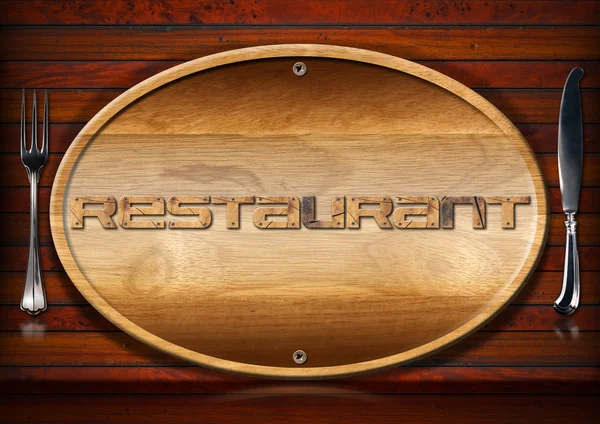 Restaurant-Schild mit Besteck — Stockfoto