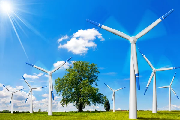 Geradores de Vento Elétrico no Campo — Fotografia de Stock