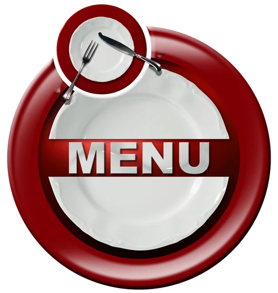 Restaurant Menu - Round Red Icon — Stock Photo, Image