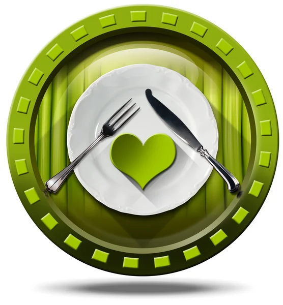 健康食品-绿色图标 — 图库照片