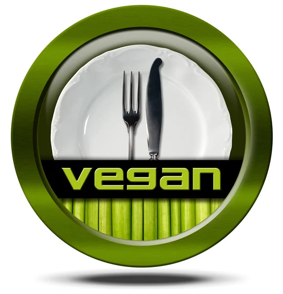 Wegańska restauracja - zielona ikona — Zdjęcie stockowe