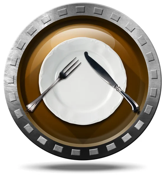 Restaurace - kovové ikony — Stock fotografie