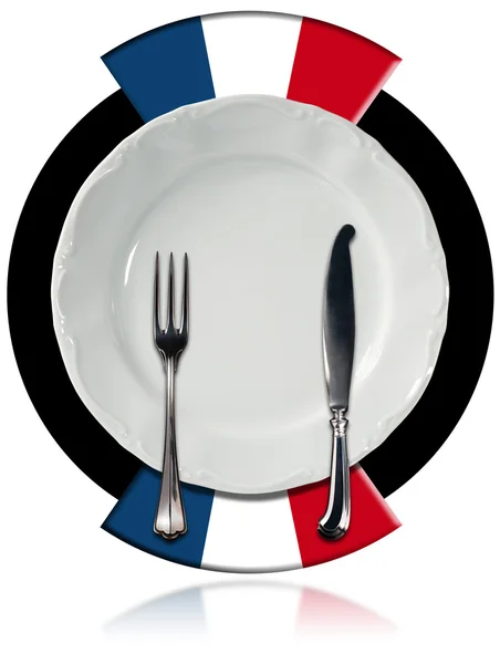 French Cuisine - Plate and Cutlery — Stock Photo, Image