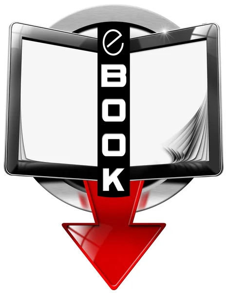 Símbolo E-Book com Tablet Computer — Fotografia de Stock