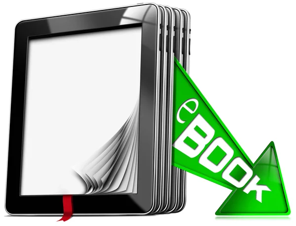 Simbolo di e-book con computer tablet — Foto Stock