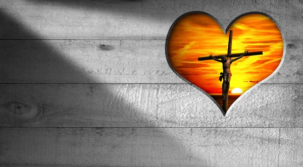 I Love Jesus - Crucifixion at Sunset — Stock Photo, Image