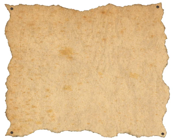 Çivili eski kahverengi kağıt. — Stok fotoğraf