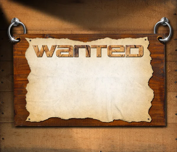 Wanted Signboard on Wooden Wall — Stock Photo, Image