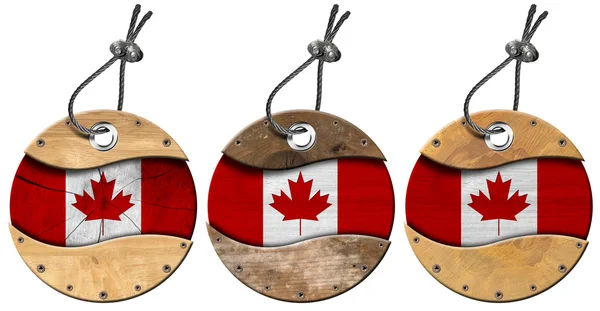 Banderas de Canadá - Conjunto de etiquetas de madera —  Fotos de Stock