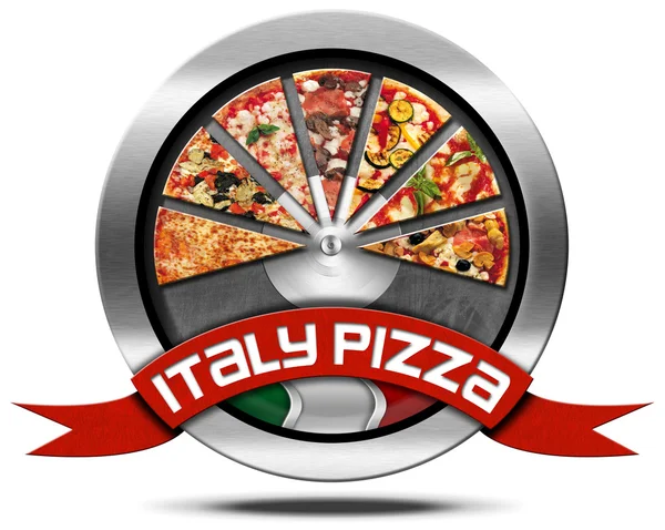 イタリアのピザ - メタル アイコン — ストック写真