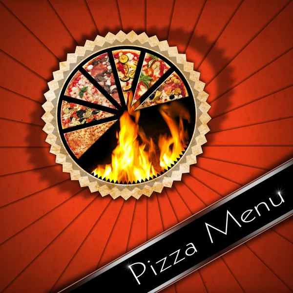 Pizza - projekt starodawny Menu — Zdjęcie stockowe