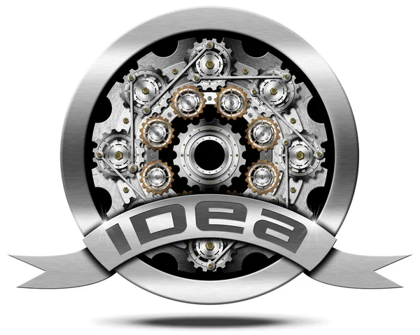 Idee - metalen pictogram met Gears — Stockfoto
