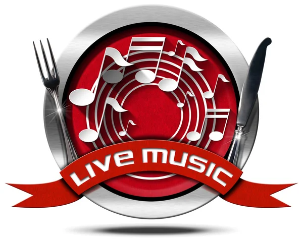 Live muziek en voedsel - metalen pictogram — Stockfoto