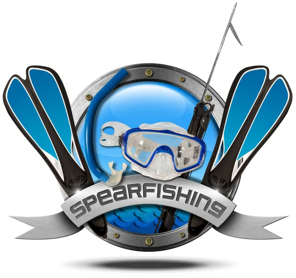 Spearfishing - kovové ikony — Stock fotografie
