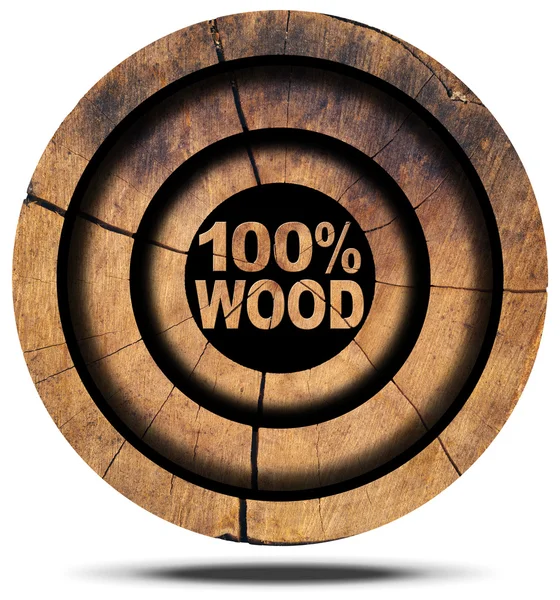 100 Percent Wood - Wooden Icon — Stock Photo, Image