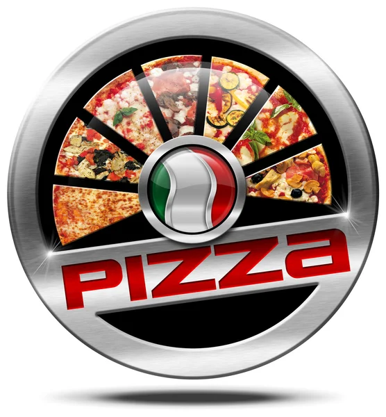 Italy Pizza - Metal Icon — Stock Photo, Image