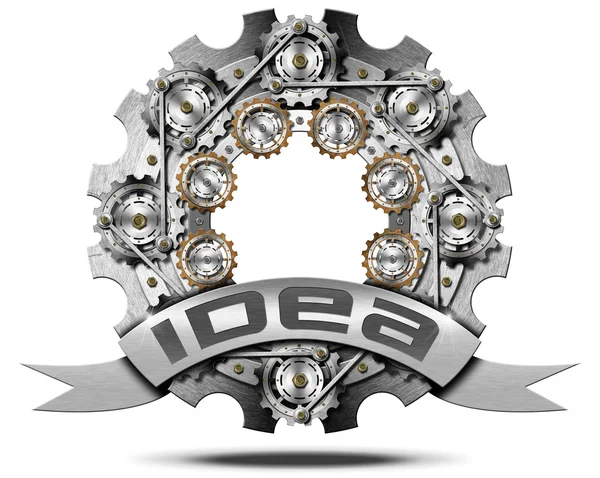 Idee - metalen pictogram met Gears — Stockfoto