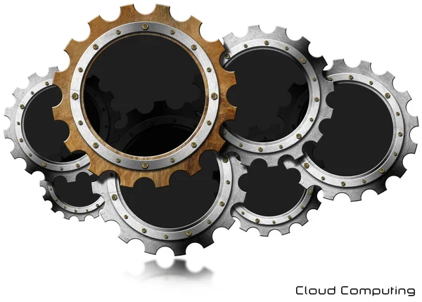 Cloud Computing - kovová ozubená kola — Stock fotografie