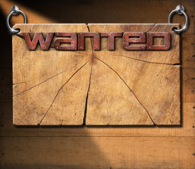 Wanted - ahşap duvar ahşap tabela